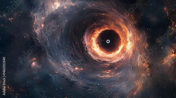 Obraz A swirling cosmic vortex of fiery nebulae surrounding a black hole.