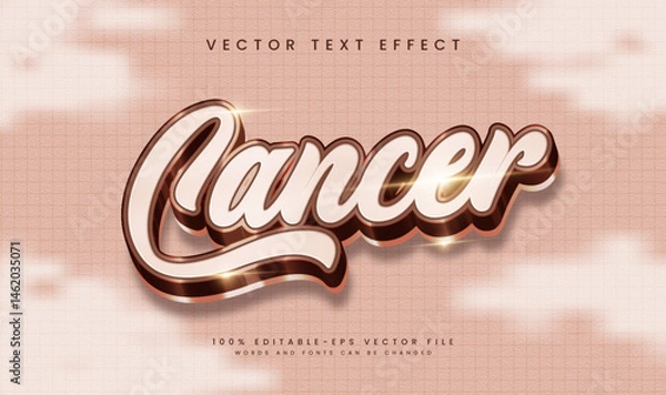 Fototapeta Editable rose gold 3D cancer zodiac text effect.  Perfect for design projects.