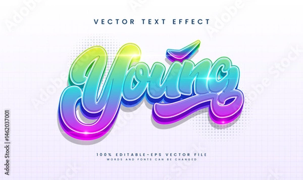 Fototapeta Editable vector graphic of a vibrant 'Young' text effect.  Perfect for various designs.