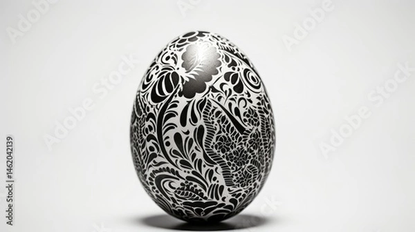 Fototapeta single easter egg black and white