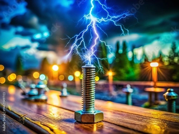 Obraz Abstract Electricity Bolt Background Banner: Tilt-Shift Miniature Art