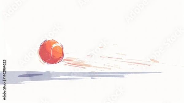 Fototapeta Abstract representation of a bouncing ball in motion with vibrant colors highlighting energy and speed in a minimalistic style