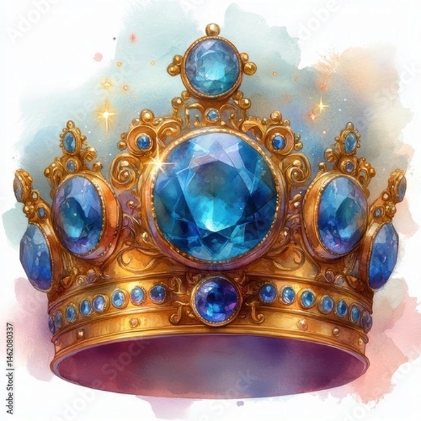 Obraz Majestic Crown with Regal Gold and Glistening Jewels in Vibrant Digital Art