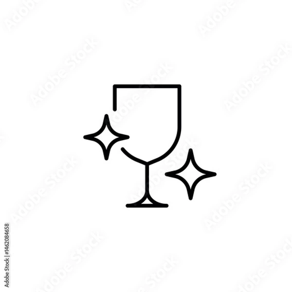 Fototapeta Clean glass. Washing the dishes linear icon. Line customizable illustration. Contour symbol. Vector isolated outline drawing. Editable stroke