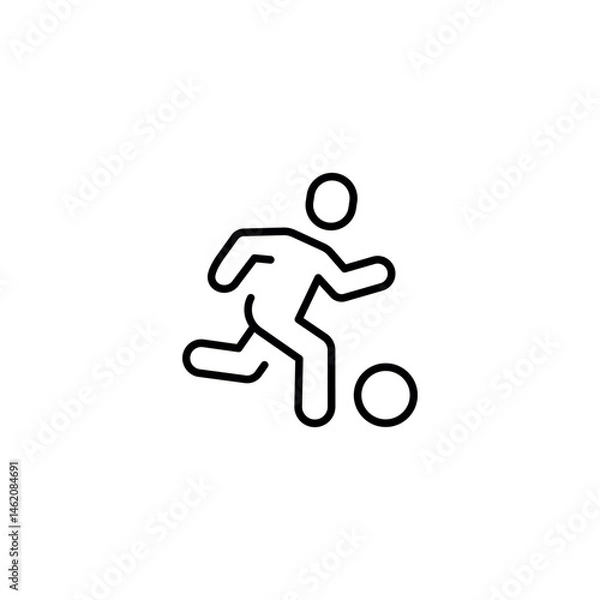 Obraz Football player. Man running with a ball linear icon. Line customizable illustration. Contour symbol. Vector isolated outline drawing. Editable stroke
