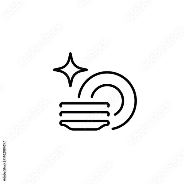 Fototapeta Washing dishes linear icon. Line customizable illustration. Contour symbol. Vector isolated outline drawing. Editable stroke