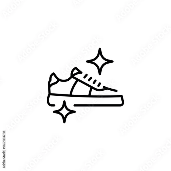 Fototapeta Clean sneakers. Washing shoes linear icon. Line customizable illustration. Contour symbol. Vector isolated outline drawing. Editable stroke