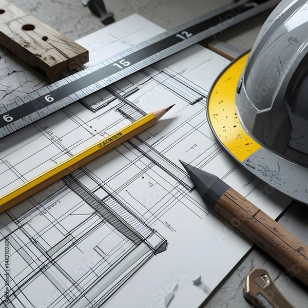 Obraz tools on the house plan