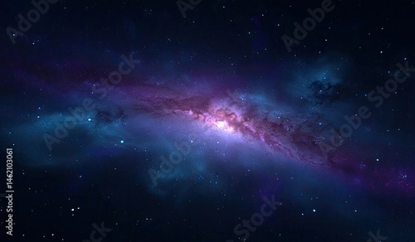 Obraz Deep space nebula with vibrant colors, swirling clouds of gas and dust, and scattered stars