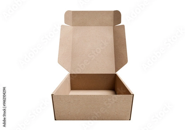 Fototapeta Open empty brown cardboard box, transparent background