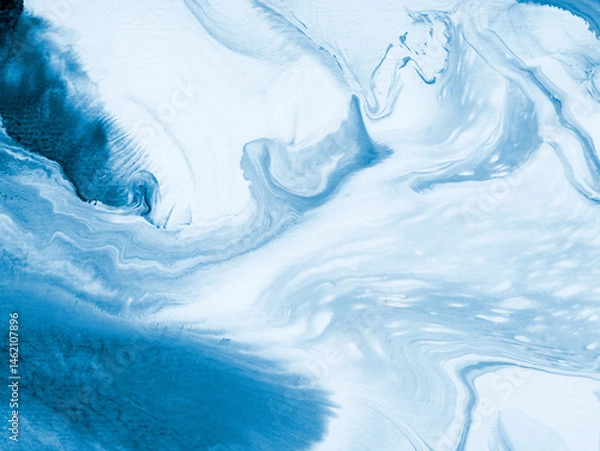 Fototapeta Blue wave, abstract creative hand painted background, marble texture