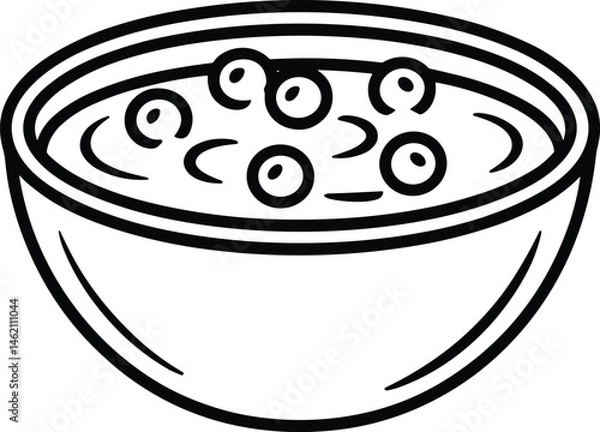 Fototapeta Cranberry Sauce Bowl Line Art Vector – Minimal Thanksgiving Food Illustration
