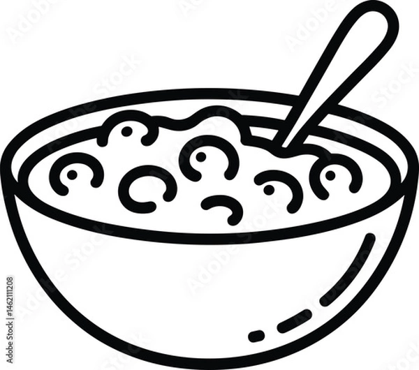 Fototapeta Cranberry Sauce with Spoon Line Art Vector – Thanksgiving Food Outline Illustration