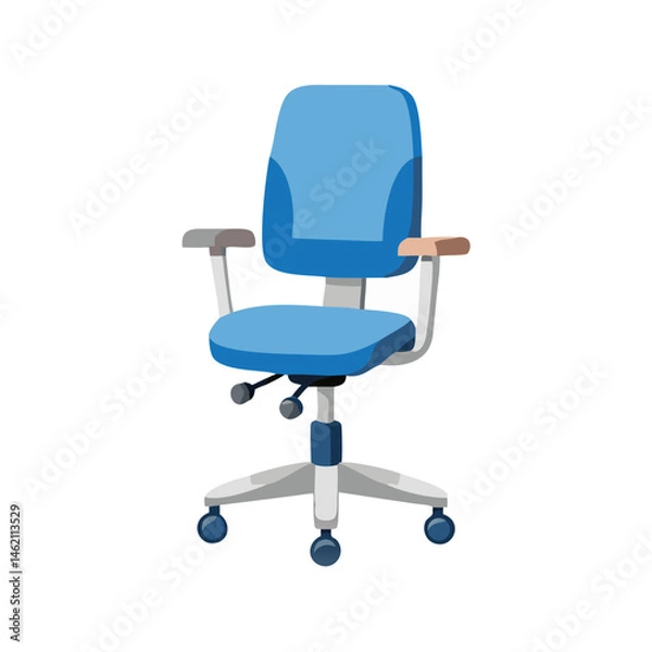 Fototapeta Comfortable blue ergonomic office chair designed for productivity in a modern workspace