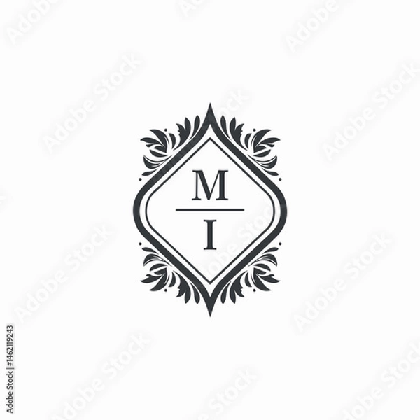 Obraz MI Initials Wedding Logo Vector Art  Icons  and Graphics