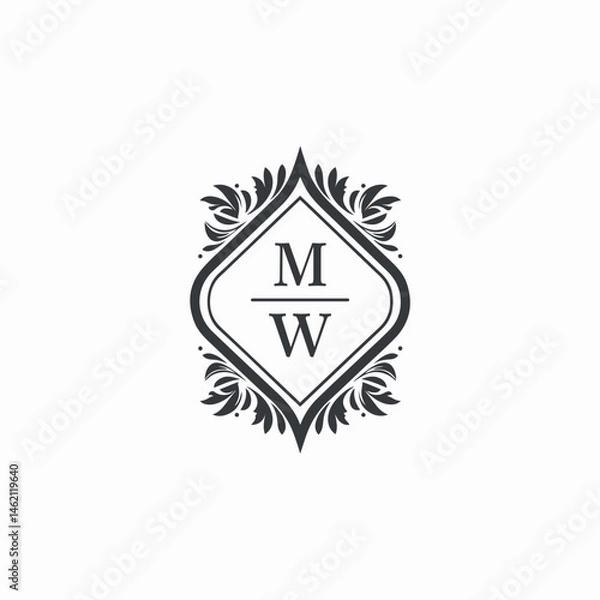 Obraz MW Initials Wedding Logo Vector Art  Icons  and Graphics
