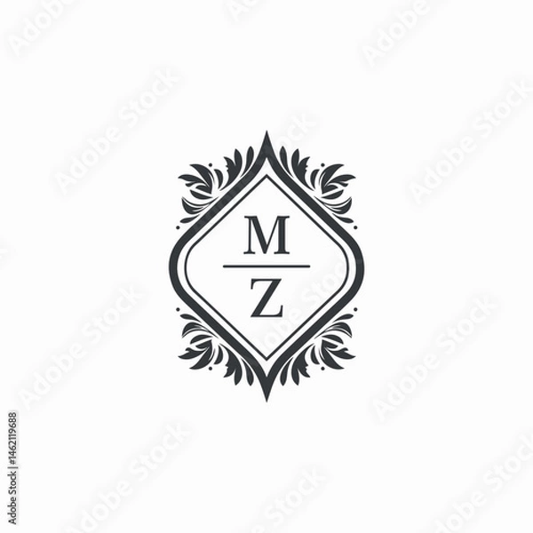 Obraz MZ Initials Wedding Logo Vector Art  Icons  and Graphics