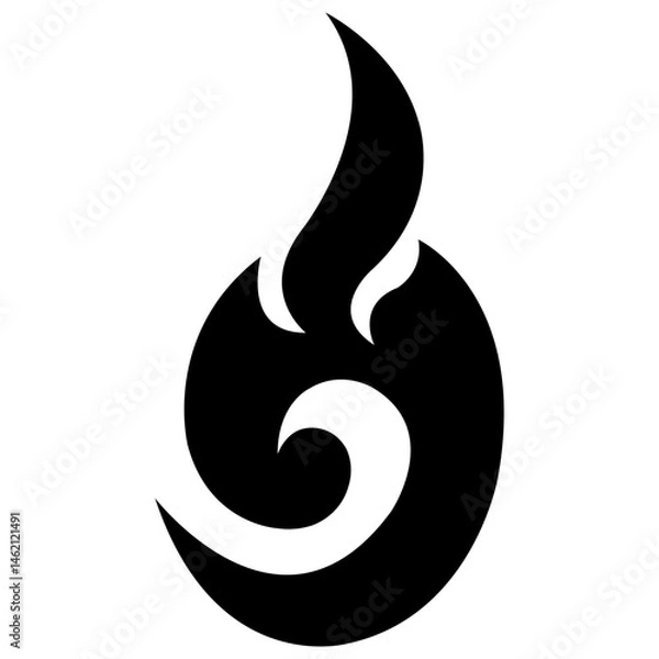 Fototapeta Silhouette of a circle of flames with a pointed tip cut out