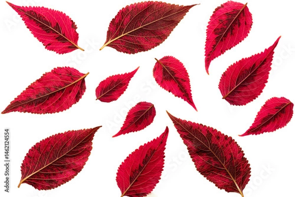 Fototapeta Coleus or Painted Nettles leaves in studio. Isolated on white background.