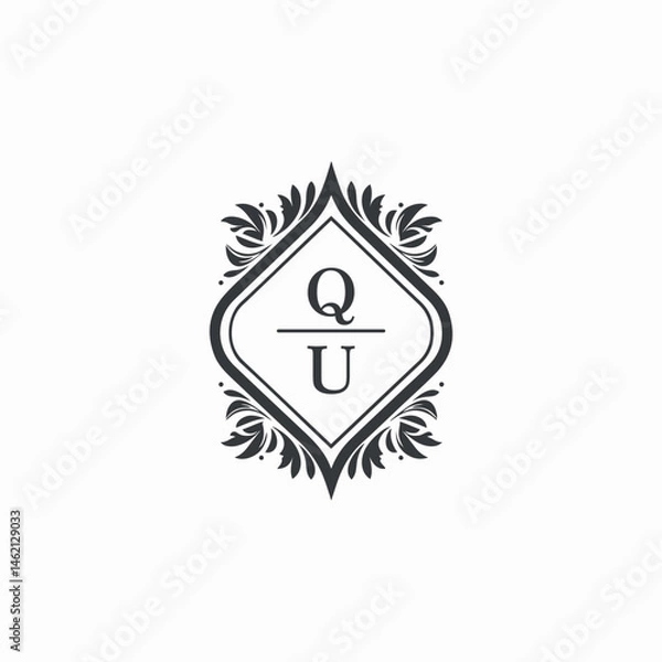 Obraz QU Initials Wedding Logo Vector Art  Icons  and Graphics