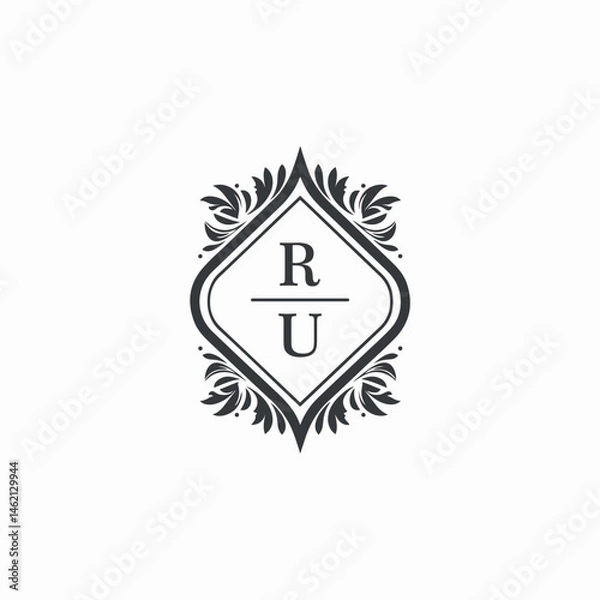 Obraz RU Initials Wedding Logo Vector Art  Icons  and Graphics