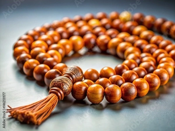 Fototapeta Crisp Realistic Image of Islamic Prayer Beads, Misbaha Tasbih,  Spiritual Beads,  Close-up Detail Shot