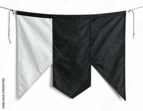 Fototapeta Black And White Hanging Triangular Flags