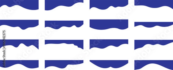 Fototapeta Collection of  Modern separator blue header for website and app. Dividers shape templates. Curve lines, wave collection of abstract design element for top and bottom page web site. Vector illustration