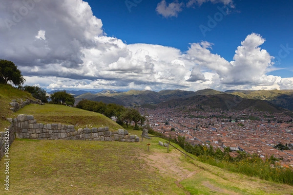 Obraz View from Puka Pukara Archaeological Complex on Cusco City, Peru