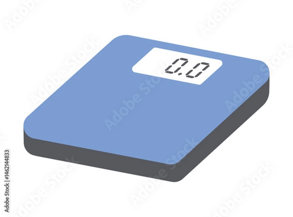 Obraz Blue electronic floor scales. Digital bathroom scales. Weight measurement device. Obesity or overweight control. Healthy lifestyle equipment. Vector flat illustration isolated on white background