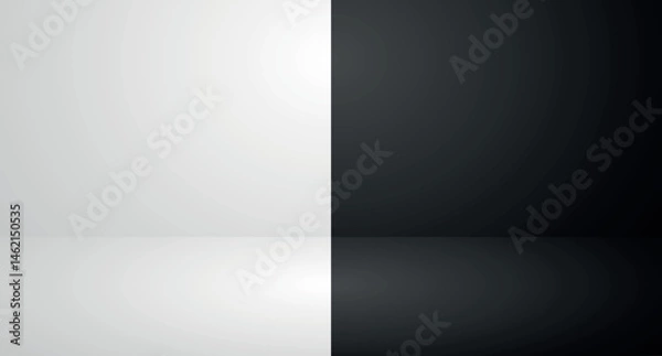 Obraz Empty White and Black studio room background. Studio Backdrop. Vector illustration
