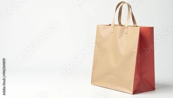 Fototapeta Single reusable shopping bag, white background, brand, business, reusable bag