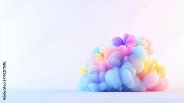 Fototapeta Abstract colorful cloud of pastel ink.  Soft, vibrant colors create a whimsical, playful aesthetic