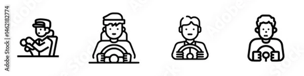 Fototapeta Vector illustration icon depicting various types of drivers engaged in different driving activities