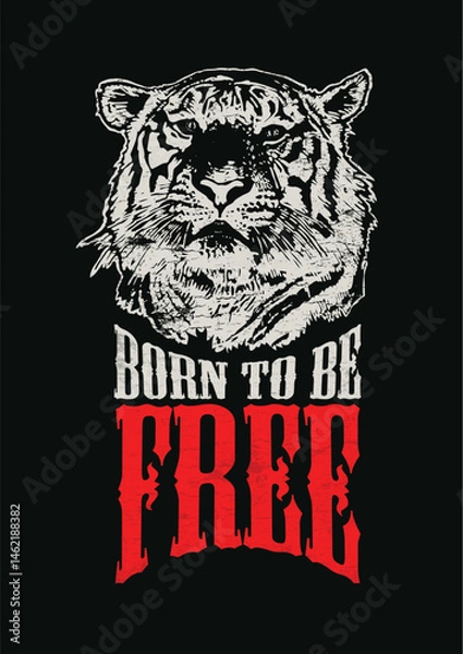 Obraz T-shirt print Vector "Born To Be FREE" DTF Design
