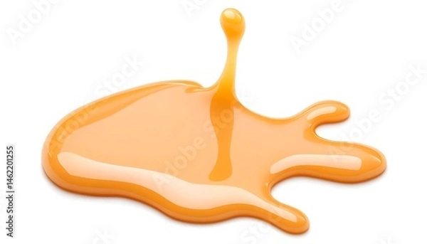 Fototapeta A light orange liquid spills, creating a dynamic splash with a single droplet ascending