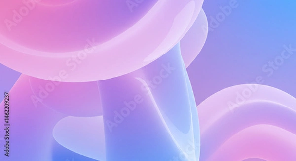 Fototapeta Abstract flowing shapes in pastel shades of pink purple and blue creating a smooth gradient effect