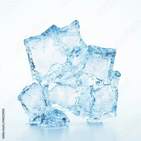 Fototapeta Sparkling ice cubes crystal clear ice texture for refreshing designs.