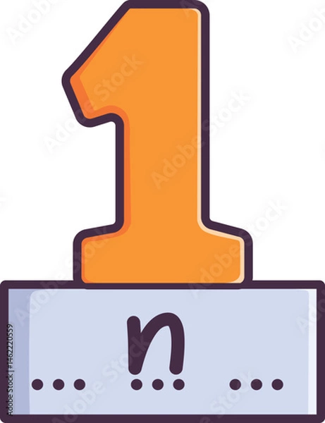 Fototapeta Spelling and counting activity Vector Illustration Icon. Flat Cartoon Style