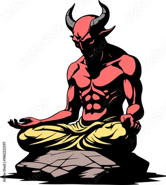 Fototapeta Design of demon in meditation pose