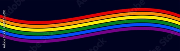 Obraz LGBT Pride Flag Rainbow Wave on Dark Background. Vector illustration for pride month