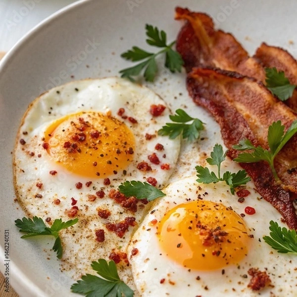 Obraz Fried eggs with bacon. 