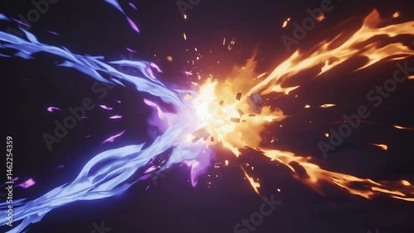 Fototapeta Fire and Ice Concept design with Spark