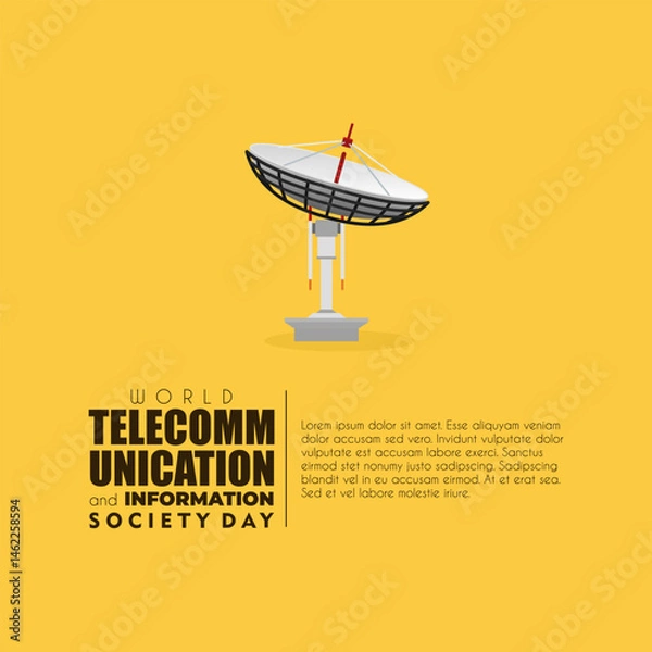 Obraz World Telecommunication and information society day banner with satellite antennas, 17th May