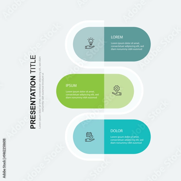 Fototapeta 3 step infographic template. Banner presentation with icons and columns. Vector illustration suitable for business information and web graphic design.
