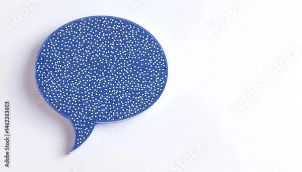 Fototapeta A blue speech bubble adorned with tiny white dots against a white backdrop