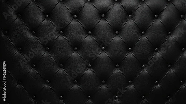Fototapeta Detailed close-up of a black quilted leather texture.