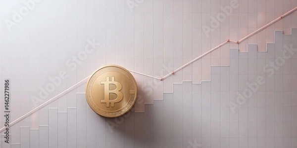 Obraz Minimalist Bitcoin Cryptocurrency Market Graph, Digital Currency Trend, Financial Investment