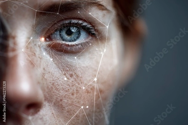 Obraz Woman Face with Network Connection