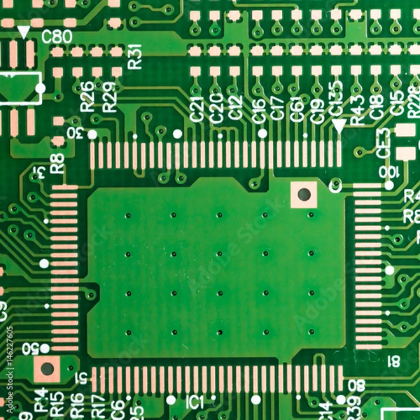 Fototapeta Close up of Electronic Circuits in Technology on  
Mainboard background (Main board,cpu motherboard,logic board,system board or mobo)
